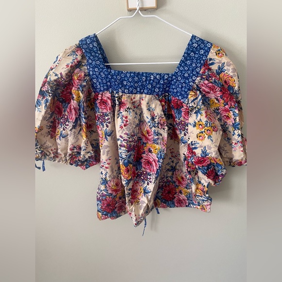 Honeybea Peasant Blouse, Size Small/Medium, Floral, Handmade, Recycled Vintage - Picture 2 of 2